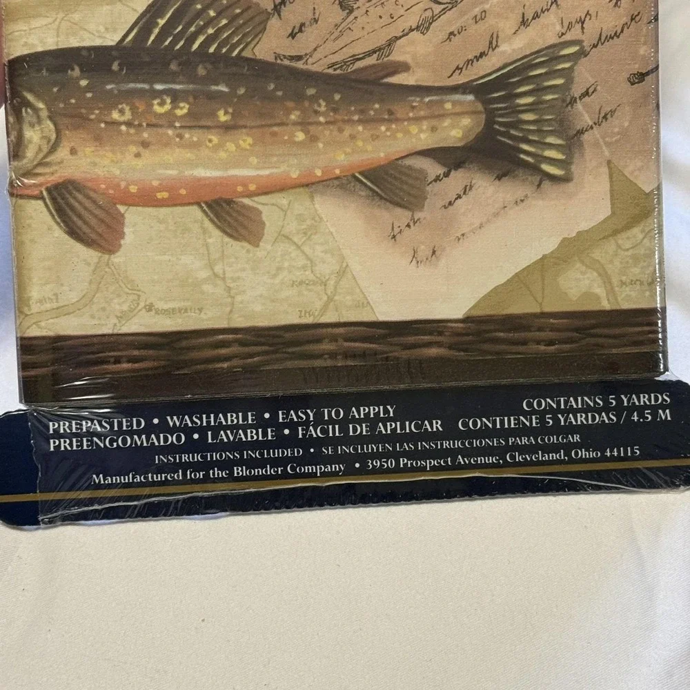 Vintage Expressions Fly Fishing Trout Wallpaper Border SB10107B 5 Rolls NOS